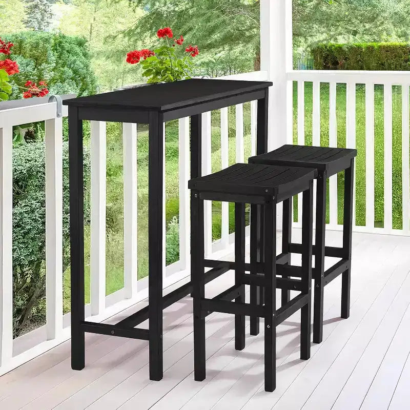 VINGLI Ensemble Table de Bar et 2 Chaises en Bois de Sapin 3 Pièces, Table Haute de Bar avec 2 Tabourets de Bar, Ensemble Bistro de Patio pour Jardin Balcon Cour Arrière