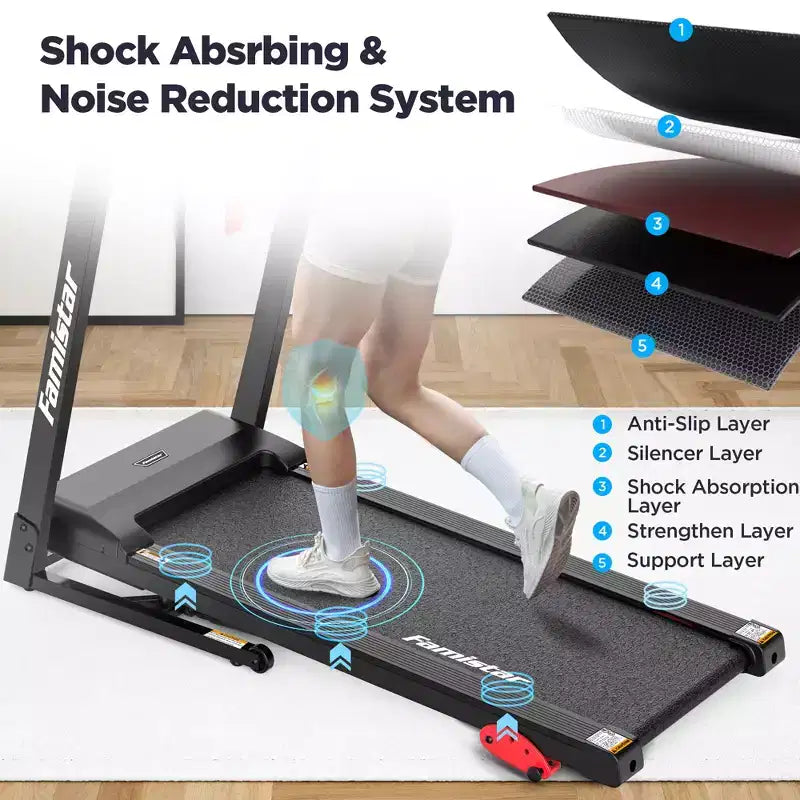 Tapis de course à domicile, tapis roulant électrique pliable portable avec inclinaison réglable, contrôle par application, 64 programmes, capacité de 136 kg, 12 km/h