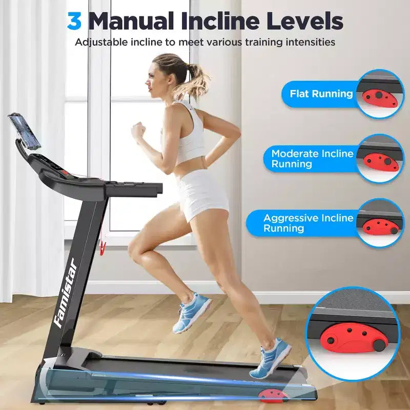 Tapis de course à domicile, tapis roulant électrique pliable portable avec inclinaison réglable, contrôle par application, 64 programmes, capacité de 136 kg, 12 km/h