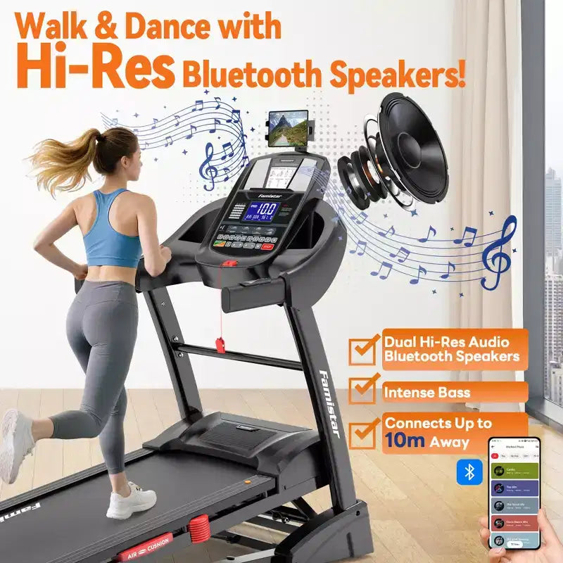Tapis roulant pliable 5,1 CV pour la maison avec inclinaison automatique de 20 %, capacité de 136-181 kg, support iPad réglable, vitesse de 19 km/h, 71 programmes, sangles de genou offertes