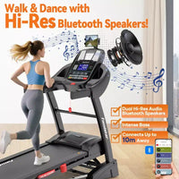 Tapis roulant pliable 5,1 CV pour la maison avec inclinaison automatique de 20 %, capacité de 136-181 kg, support iPad réglable, vitesse de 19 km/h, 71 programmes, sangles de genou offertes