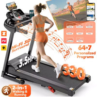 Tapis de course pliable avec inclinaison, Tapis roulant 3,5 CV pour la maison avec capacité de 150 kg, 71 programmes