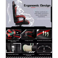 Chaise de jeu ergonomique Yaheetech en cuir PU, chaise de bureau exécutive avec accoudoirs rembourrés