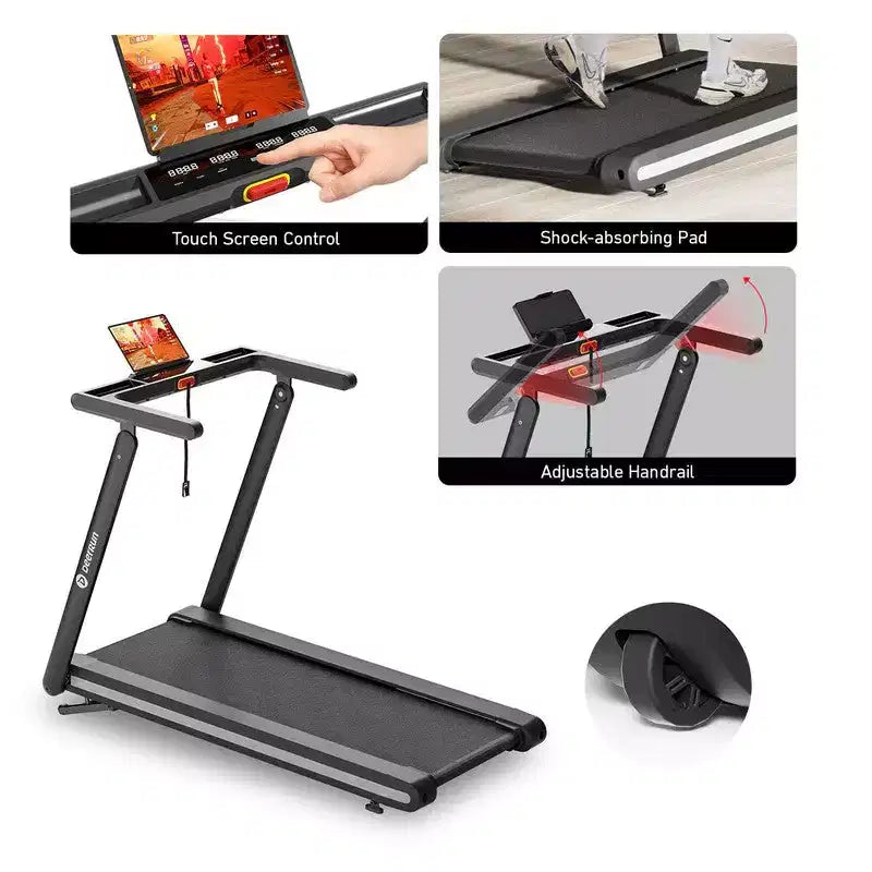 DeerRun X20 Tapis de course avec inclinaison automatique 15%, surface de course complète, capacité 400 lbs