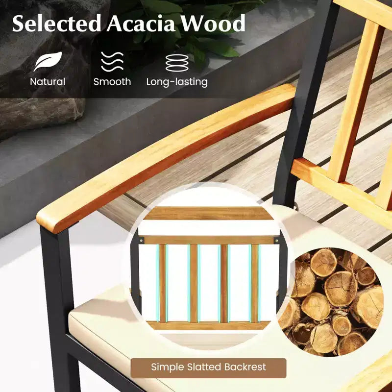 Costway Ensemble repas d'extérieur 5 pièces en bois d'acacia avec coussins pour porche, balcon, jardin