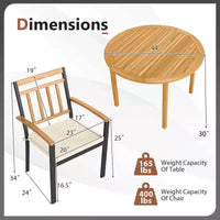 Costway Ensemble repas d'extérieur 5 pièces en bois d'acacia avec coussins pour porche, balcon, jardin