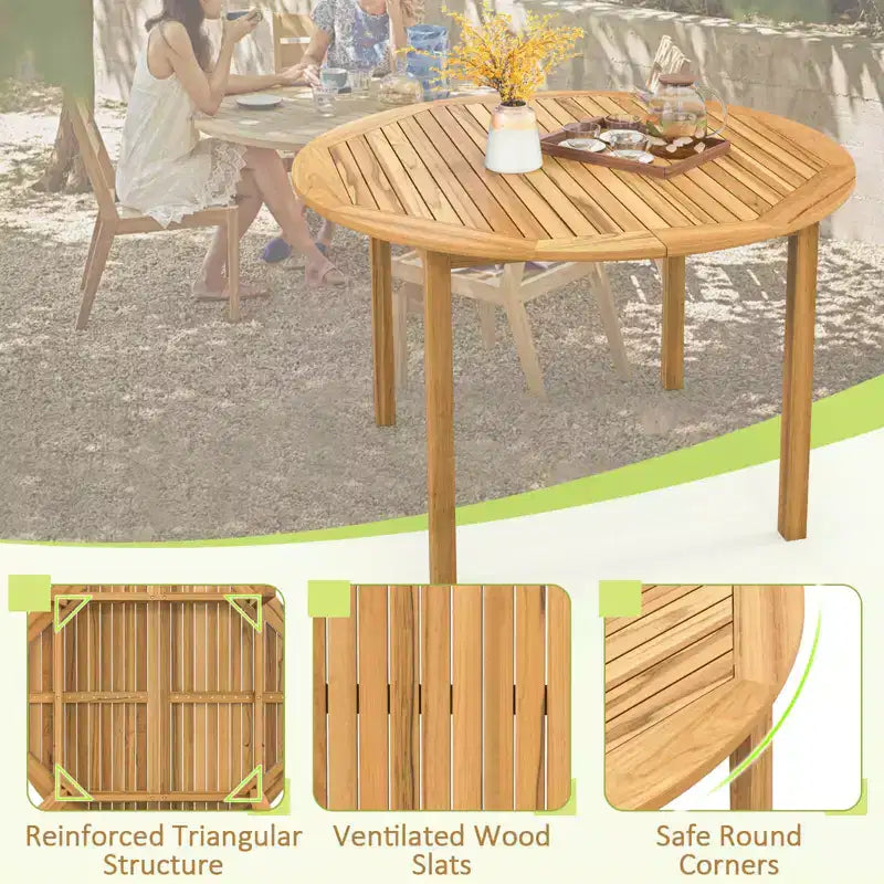 Costway Ensemble repas d'extérieur 5 pièces en bois d'acacia avec coussins pour porche, balcon, jardin