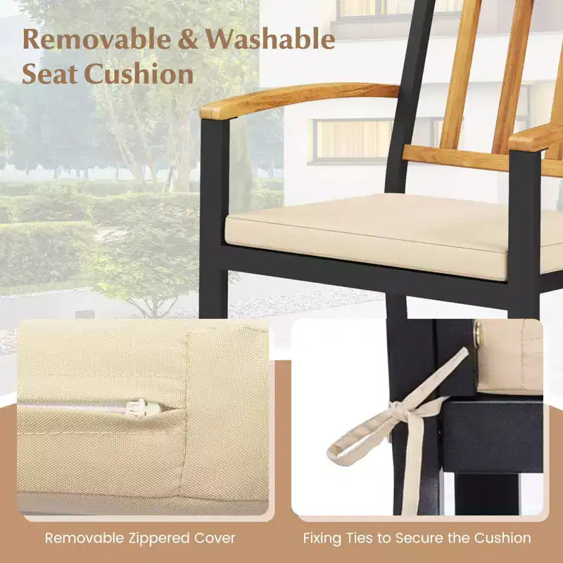 Costway Ensemble repas d'extérieur 5 pièces en bois d'acacia avec coussins pour porche, balcon, jardin
