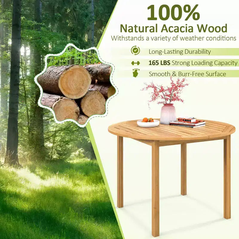 Costway Ensemble repas d'extérieur 5 pièces en bois d'acacia avec coussins pour porche, balcon, jardin