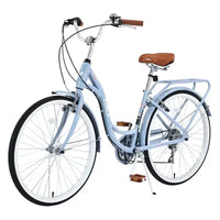 NAYSAYE Vélo de plage Cruiser 24 pouces pour femme, vélo de ville 7 vitesses avec double frein en V, vélo de ville pour adulte femme, homme