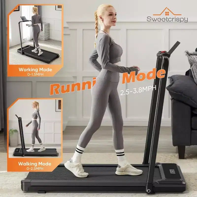 Tapis de marche compact NAYSAYE pour sous le bureau, silencieux et portable, pour l'exercice à la maison et au bureau, Noir, 42.2*22.05*38