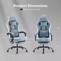 Chaise de jeu Bestier avec support lombaire, chaise de bureau avec hauteur réglable, accoudoirs et appuie-tête, roues rotatives à 360°