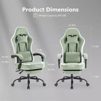 Chaise de jeu Bestier avec support lombaire, chaise de bureau avec hauteur réglable, accoudoirs et appuie-tête, roues rotatives à 360°