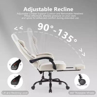 Chaise de jeu Bestier avec support lombaire, chaise de bureau avec hauteur réglable, accoudoirs et appuie-tête, roues rotatives à 360°