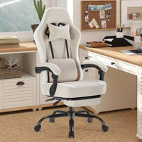 Chaise de jeu Bestier avec support lombaire, chaise de bureau avec hauteur réglable, accoudoirs et appuie-tête, roues rotatives à 360°