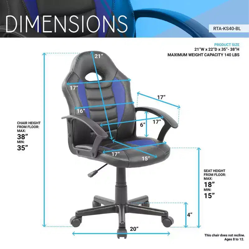 Techni Mobili Chaise racing de jeu et d'étude pour enfant avec roulettes
