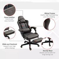 Chaise de Bureau et Gaming Fauteuil Gamer en Cuir PU Diamant, Dossier Haut, Fauteuil Inclinable Pivotant avec Repose-Pieds, Support Lombaire, Hauteur Réglable