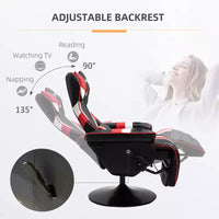 Chaise gaming style racing, fauteuil inclinable avec soutien lombaire, repose-pieds et porte-gobelet / blanc / rouge