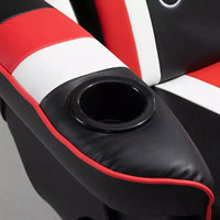 Chaise gaming style racing, fauteuil inclinable avec soutien lombaire, repose-pieds et porte-gobelet / blanc / rouge