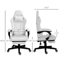 Chaise de jeu en cuir PU à dossier haut, Chaise d'ordinateur de course avec roulettes pivotantes, repose-pieds rétractable, appui-tête, support lombaire et accoudoirs