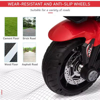 Moto électrique pour enfants avec phares, musique et stabilité à trois roues, rouge