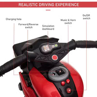 Moto électrique pour enfants avec phares, musique et stabilité à trois roues, rouge