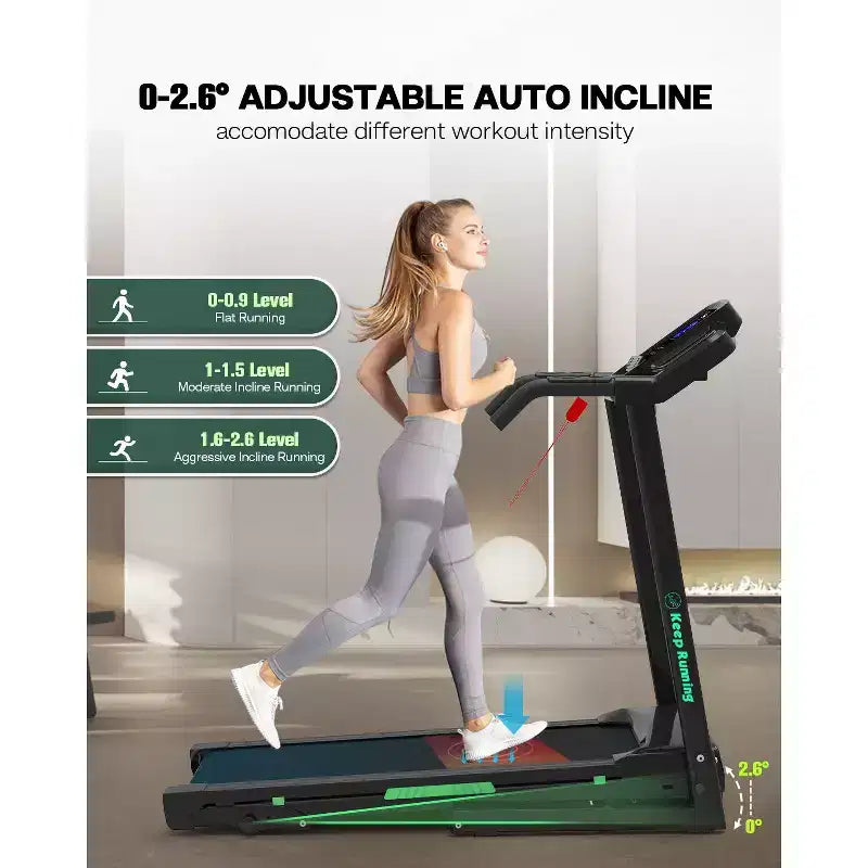 Tapis de course pliable avec inclinaison et application – Tapis de course électrique pour la maison, commandes de vitesse sur les mains courantes et moniteur de pouls intégré, design compact