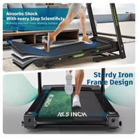 Tapis de course pliable avec inclinaison et application – Tapis de course électrique pour la maison, commandes de vitesse sur les mains courantes et moniteur de pouls intégré, design compact