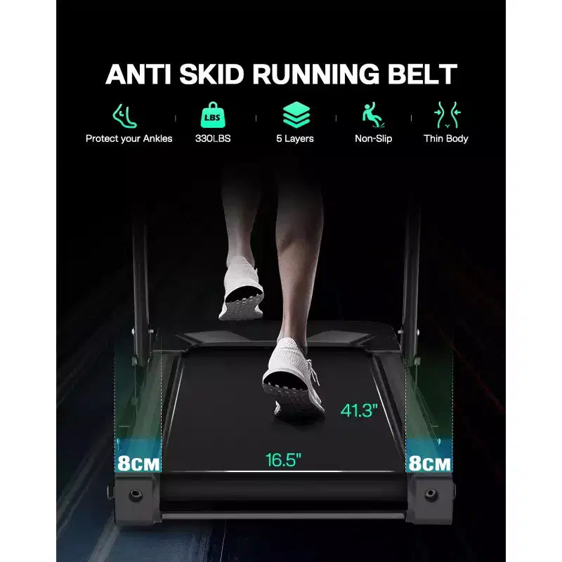 Tapis de course pliable avec inclinaison et application – Tapis de course électrique pour la maison, commandes de vitesse sur les mains courantes et moniteur de pouls intégré, design compact