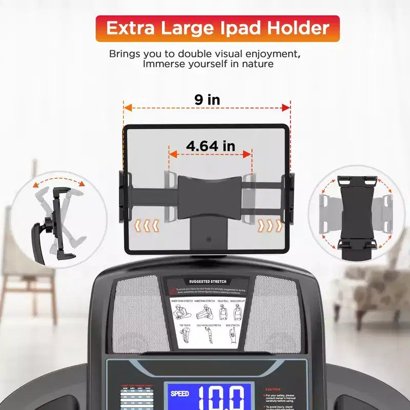 Tapis de course pliable 4,5 CV pour la maison, 15 niveaux d'inclinaison automatique, supporte 136 kg, 71 programmes d'entraînement, contrôle intelligent FitShow APP, 16 km/h, haut-parleurs Bluetooth