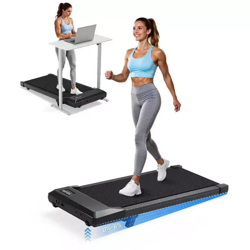 Tapis de marche Superun 6 % d'inclinaison sous le bureau, tapis roulant 3-en-1 pour la maison, facile à ranger