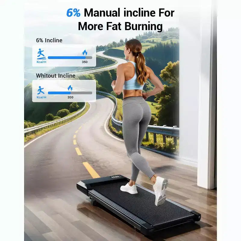 Tapis de marche Superun 6 % d'inclinaison sous le bureau, tapis roulant 3-en-1 pour la maison, facile à ranger