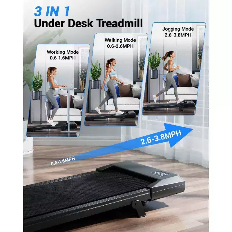 Tapis de marche Superun 6 % d'inclinaison sous le bureau, tapis roulant 3-en-1 pour la maison, facile à ranger
