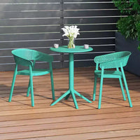 WestinTrends Playa Ensemble table bistro de terrasse en résine d'extérieur 3 pièces avec chaises de salle à manger de terrasse empilables, Turquoise