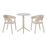 Ensemble de bistrot WestinTrends Playa 3 pièces en résine pour extérieur avec table et chaises empilables, sable