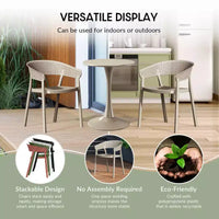 Ensemble de bistrot WestinTrends Playa 3 pièces en résine pour extérieur avec table et chaises empilables, sable
