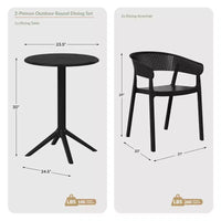 Ensemble de bistrot WestinTrends Playa 3 pièces en résine pour extérieur avec table et chaises empilables, sable
