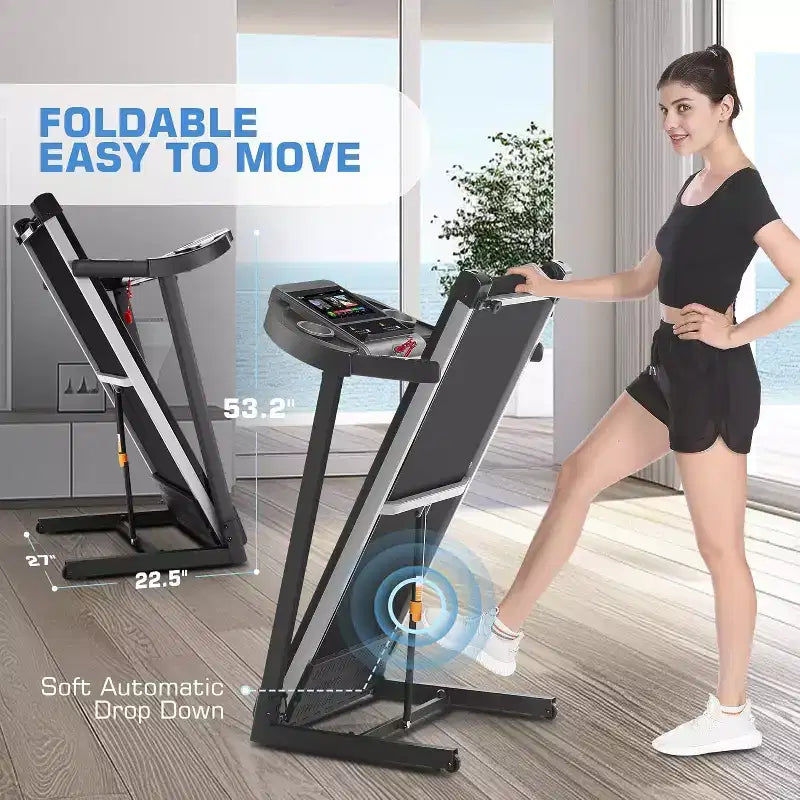 Tapis de course KRISRATE avec inclinaison de 12 %, écran TV 3D de 10", Wi-Fi, application et capteur de fréquence cardiaque pour la maison, tapis de course intelligent de 3,25 CV et 14,5 km/h, machine de course pliable