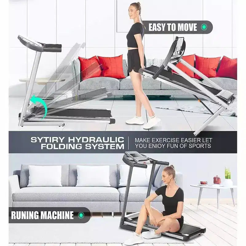 Tapis de course KRISRATE avec inclinaison de 12 %, écran TV 3D de 10", Wi-Fi, application et capteur de fréquence cardiaque pour la maison, tapis de course intelligent de 3,25 CV et 14,5 km/h, machine de course pliable