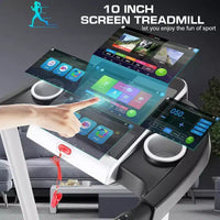 Tapis de course KRISRATE avec inclinaison de 12 %, écran TV 3D de 10", Wi-Fi, application et capteur de fréquence cardiaque pour la maison, tapis de course intelligent de 3,25 CV et 14,5 km/h, machine de course pliable