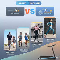 Tapis de course KRISRATE avec inclinaison de 12 %, écran TV 3D de 10", Wi-Fi, application et capteur de fréquence cardiaque pour la maison, tapis de course intelligent de 3,25 CV et 14,5 km/h, machine de course pliable