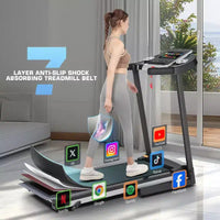 Tapis de course KRISRATE avec inclinaison de 12 %, écran TV 3D de 10", Wi-Fi, application et capteur de fréquence cardiaque pour la maison, tapis de course intelligent de 3,25 CV et 14,5 km/h, machine de course pliable