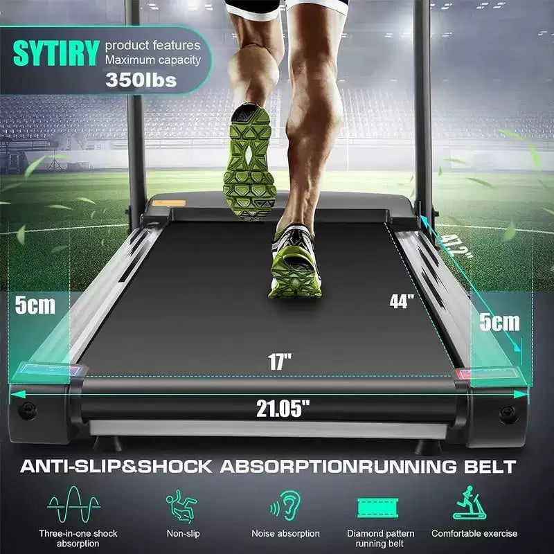 Tapis de course KRISRATE avec inclinaison de 12 %, écran TV 3D de 10", Wi-Fi, application et capteur de fréquence cardiaque pour la maison, tapis de course intelligent de 3,25 CV et 14,5 km/h, machine de course pliable