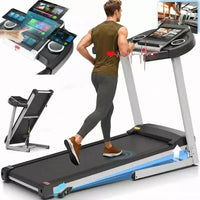 Tapis de course KRISRATE avec inclinaison de 12 %, écran TV 3D de 10", Wi-Fi, application et capteur de fréquence cardiaque pour la maison, tapis de course intelligent de 3,25 CV et 14,5 km/h, machine de course pliable