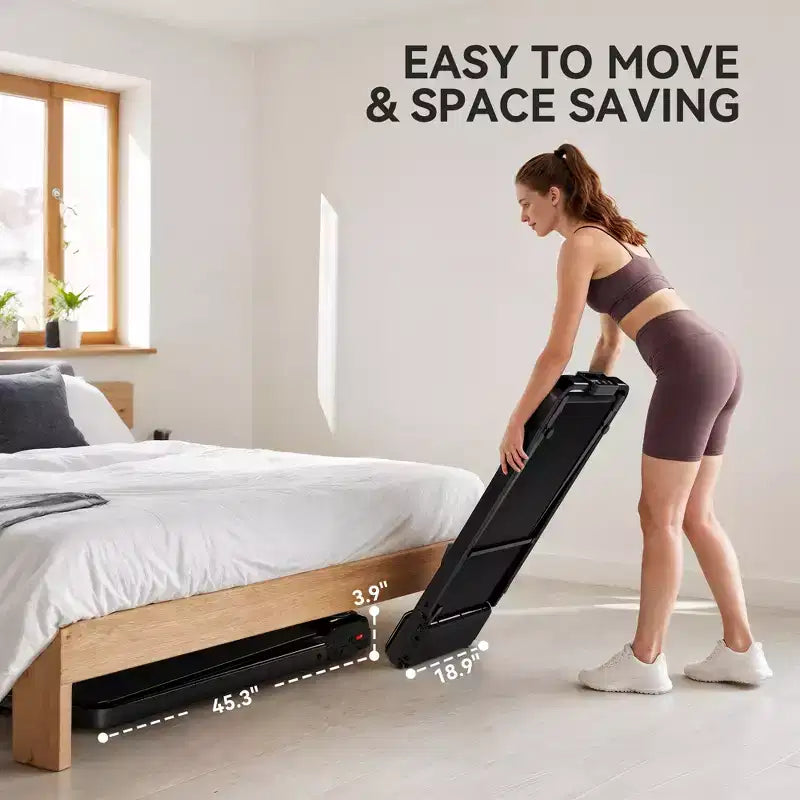 Tapis de marche Soozier, 0,6 à 6,2 mph, pliable, à placer sous un bureau, avec inclinaison, guidon, roues, écran LED et télécommande