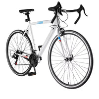 Vélo de route 21 vitesses en acier au carbone avec transmission Shimano, pneus 700x25C et guidon de course pour trajets quotidiens