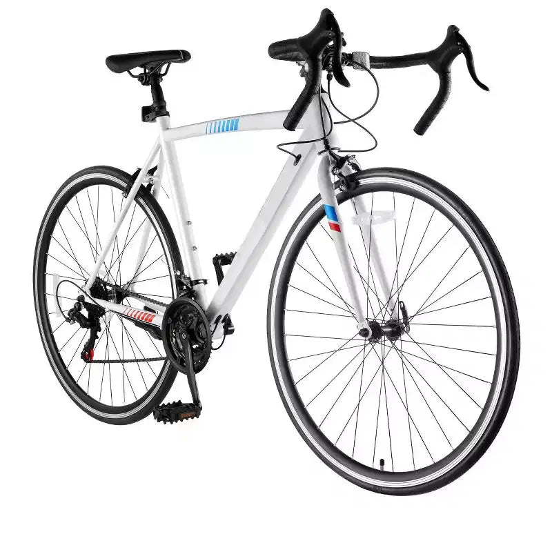 Vélo de route 21 vitesses en acier au carbone avec transmission Shimano, pneus 700x25C et guidon de course pour trajets quotidiens