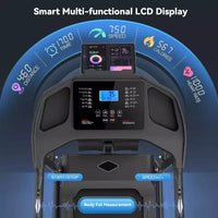 Tapis de course pliable KRISRATE avec banc d'abdominaux, tapis de course portable 3,5 CV amélioré en 2025 pour la maison avec inclinaison, écran LCD intelligent pour la masse grasse et la fréquence cardiaque