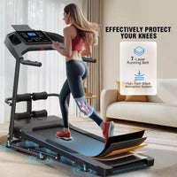 Tapis de course pliable KRISRATE avec banc d'abdominaux, tapis de course portable 3,5 CV amélioré en 2025 pour la maison avec inclinaison, écran LCD intelligent pour la masse grasse et la fréquence cardiaque