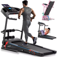 KRISRATE Foldable Treadmill with Sit Up Bench, 2025 Upgrade 3.5HP Portable Treadmills for Home with Incline, Smart LCD Display Body Fat & Heart Rate